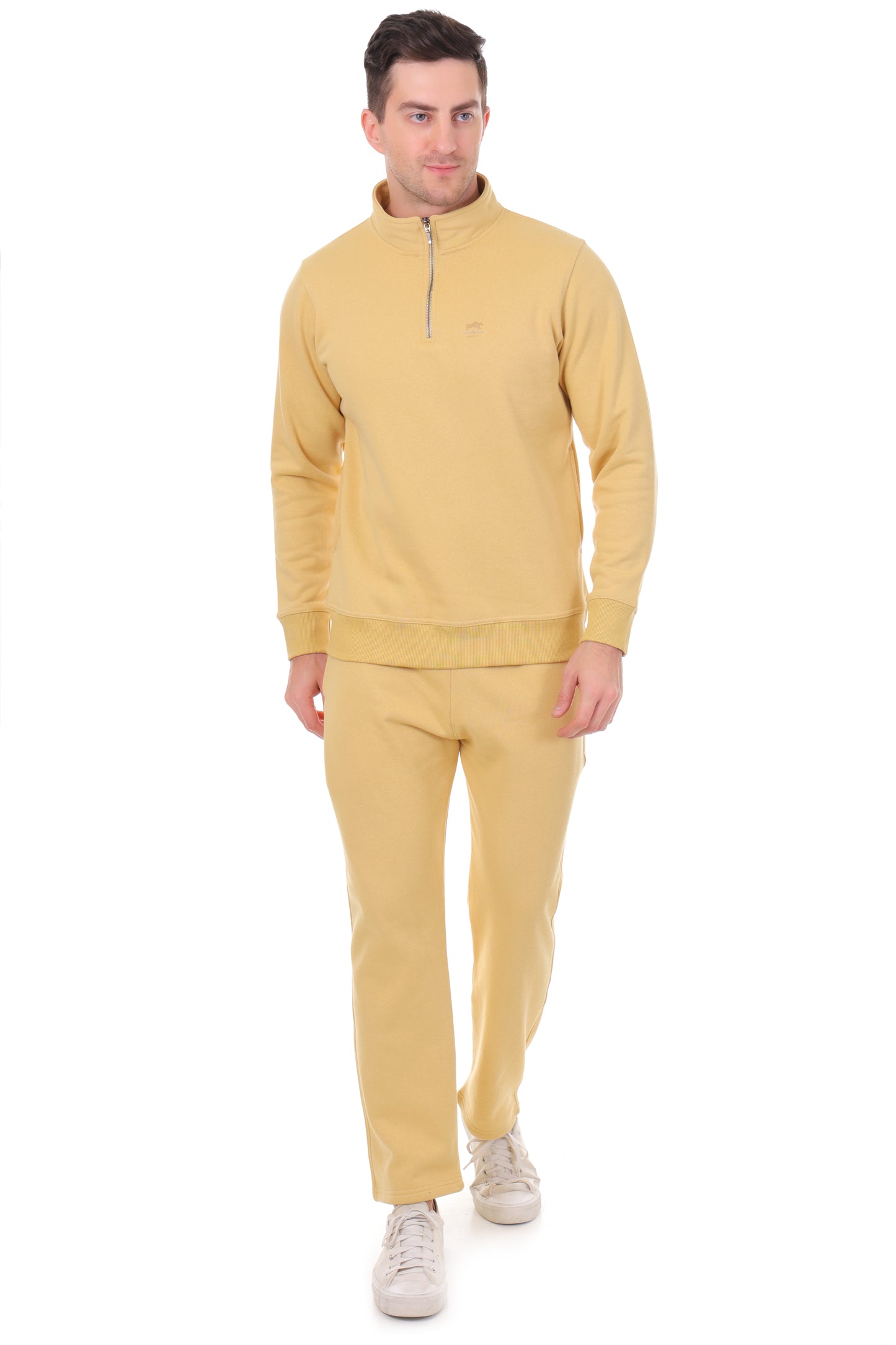 Unisex Warm Co-Ord Set Dark Fawn Half Zipper