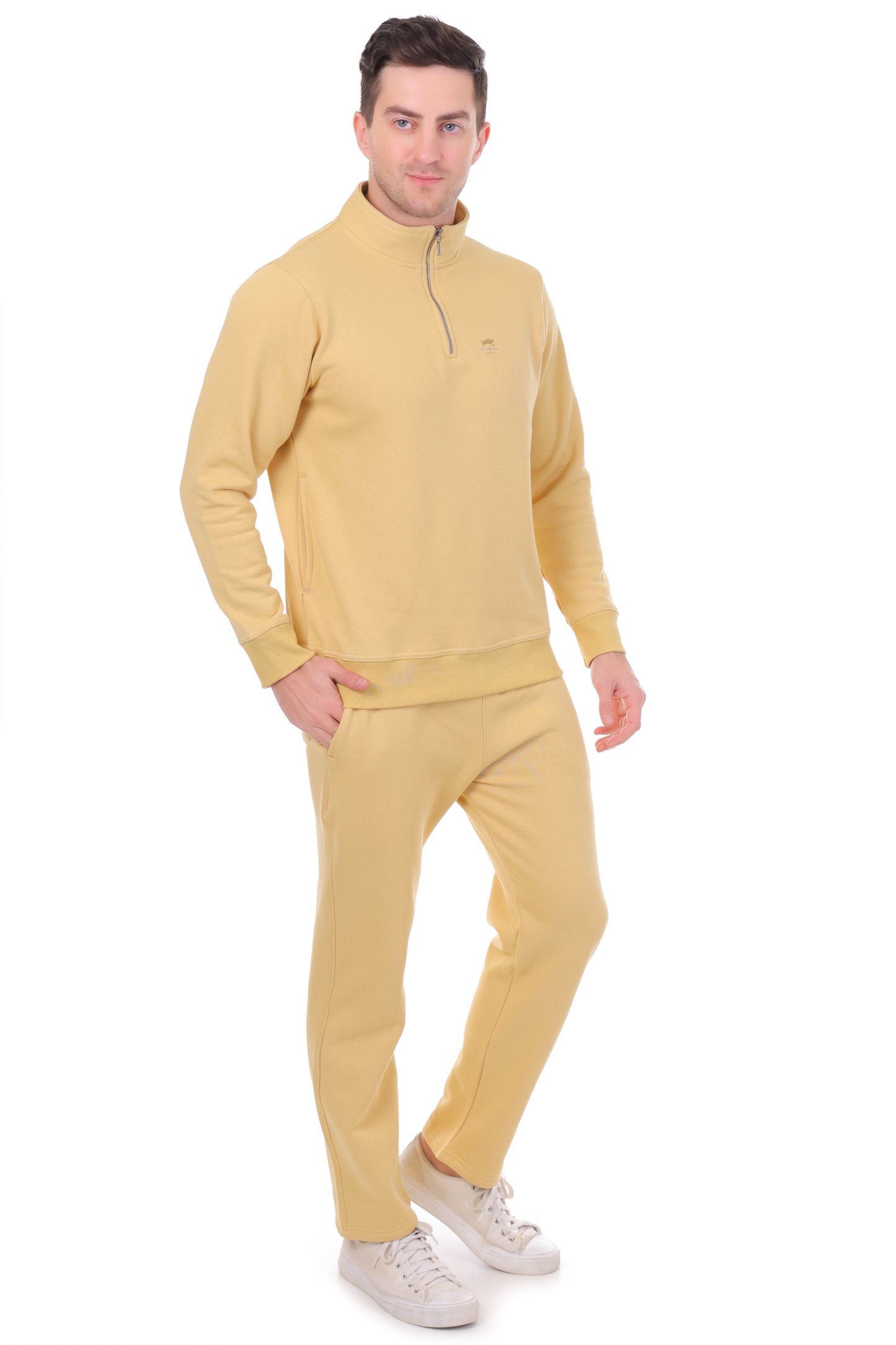 Unisex Warm Co-Ord Set Dark Fawn Half Zipper