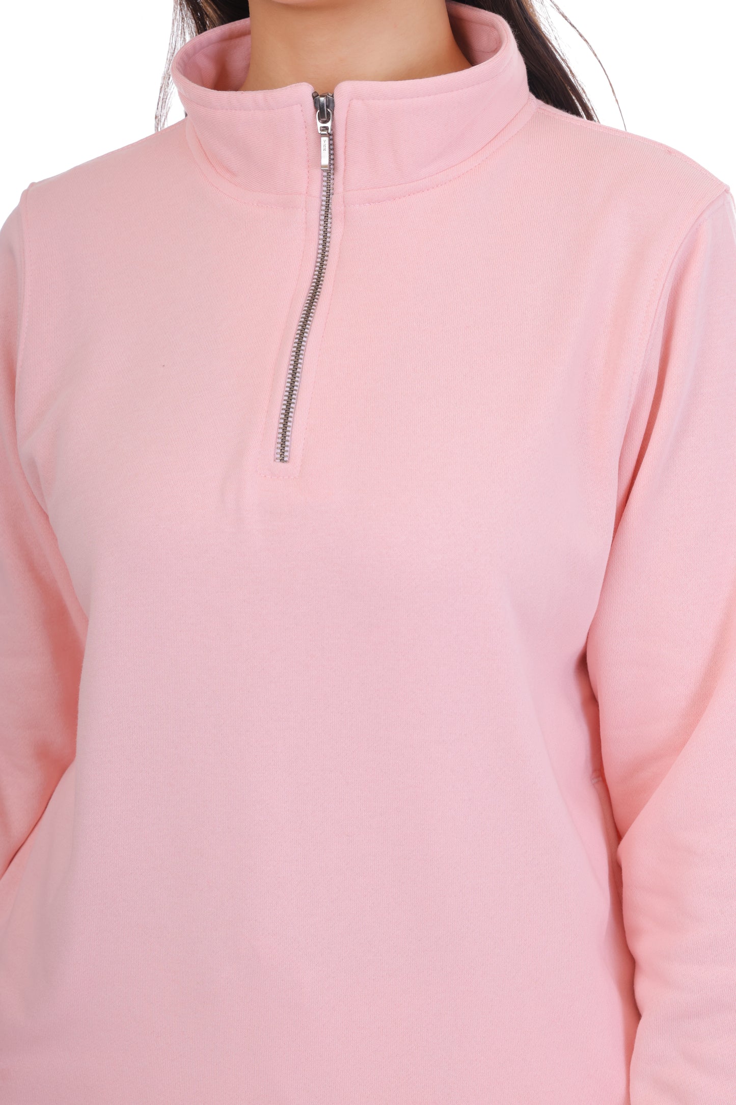 Light Pink Co-Ord Set for Women Half Zipper