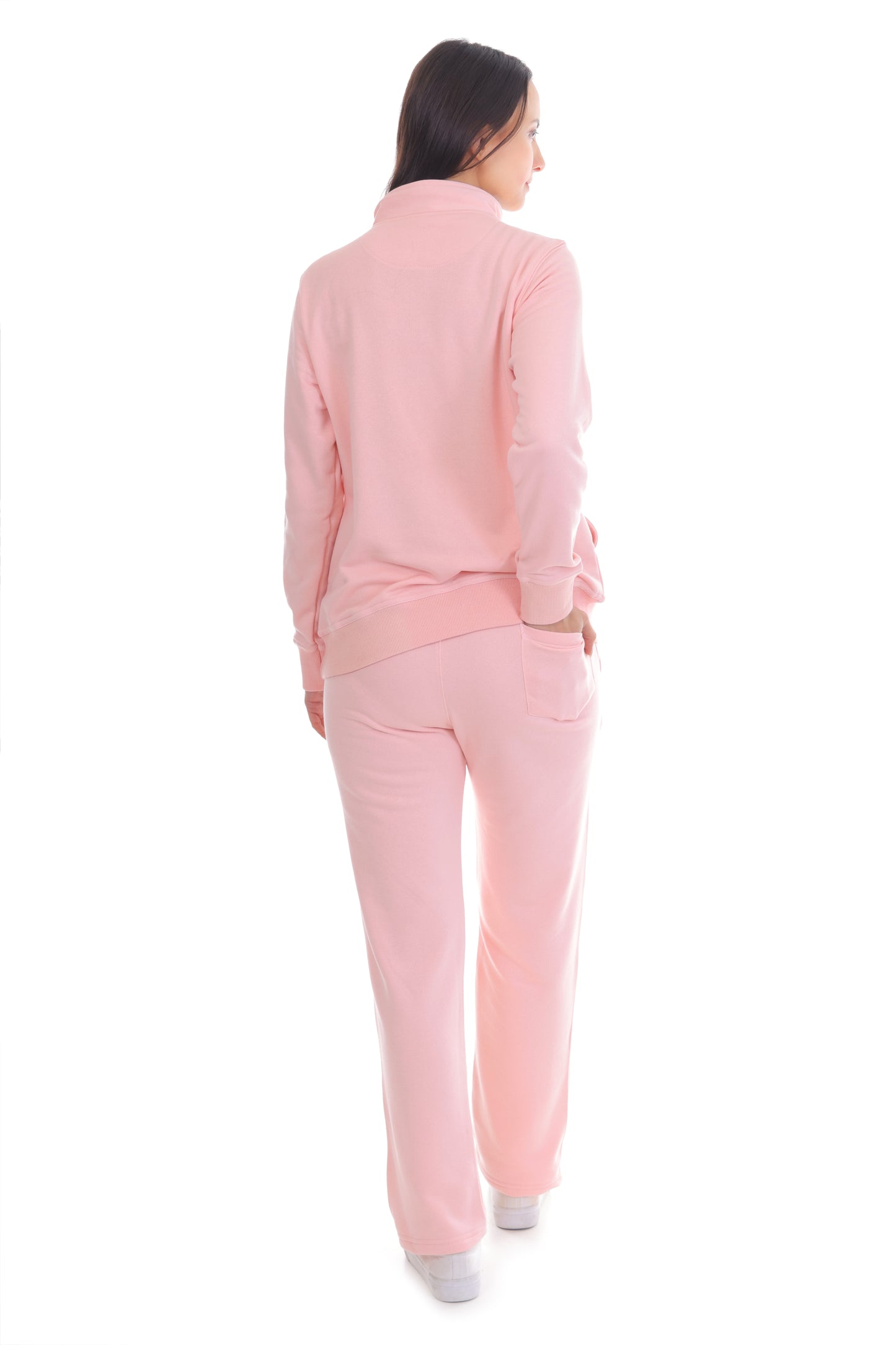 Light Pink Co-Ord Set for Women Half Zipper