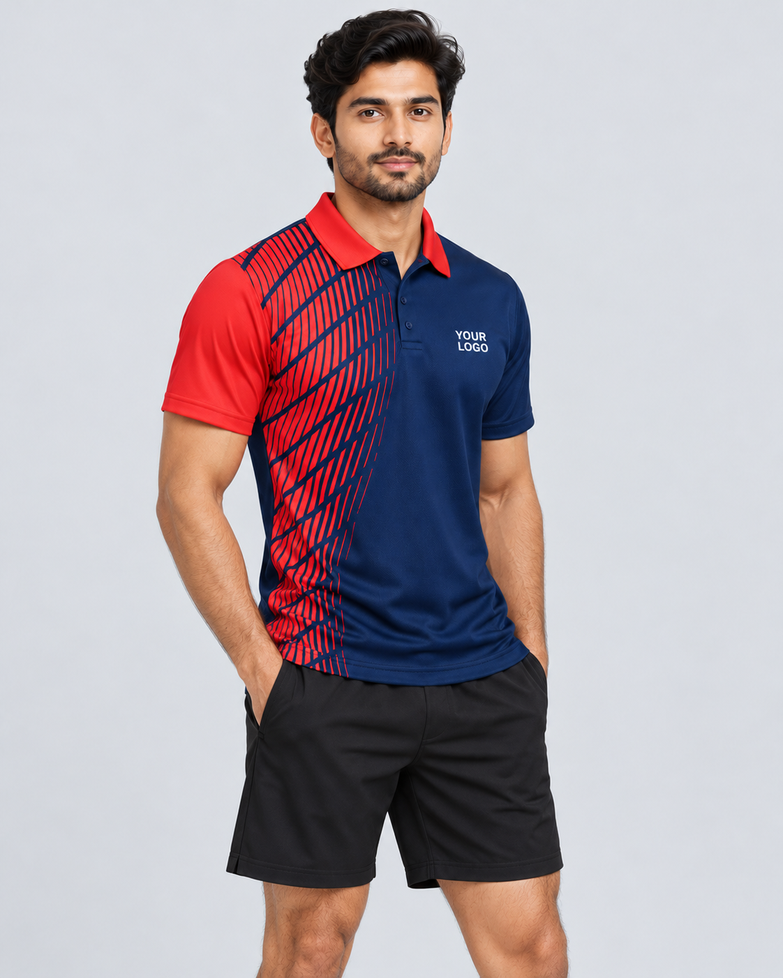 Navy Scarlet Grid angle view