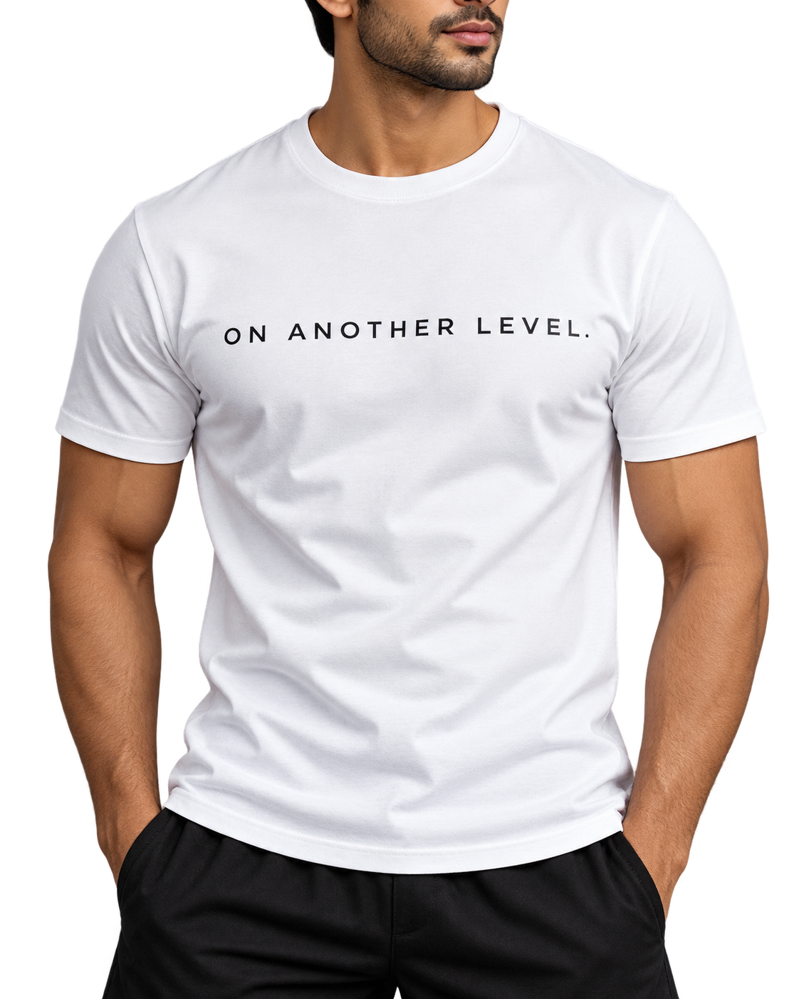 On Another Level white cotton print close-up