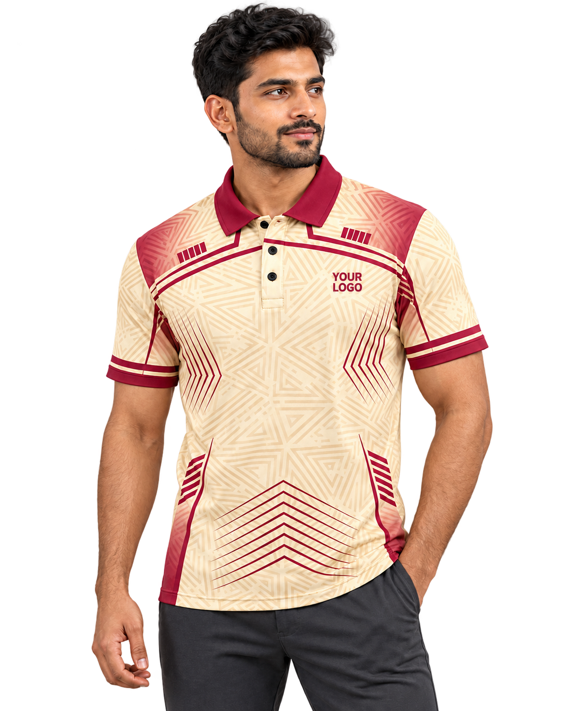 crease jersey — transparent single model three-quarter