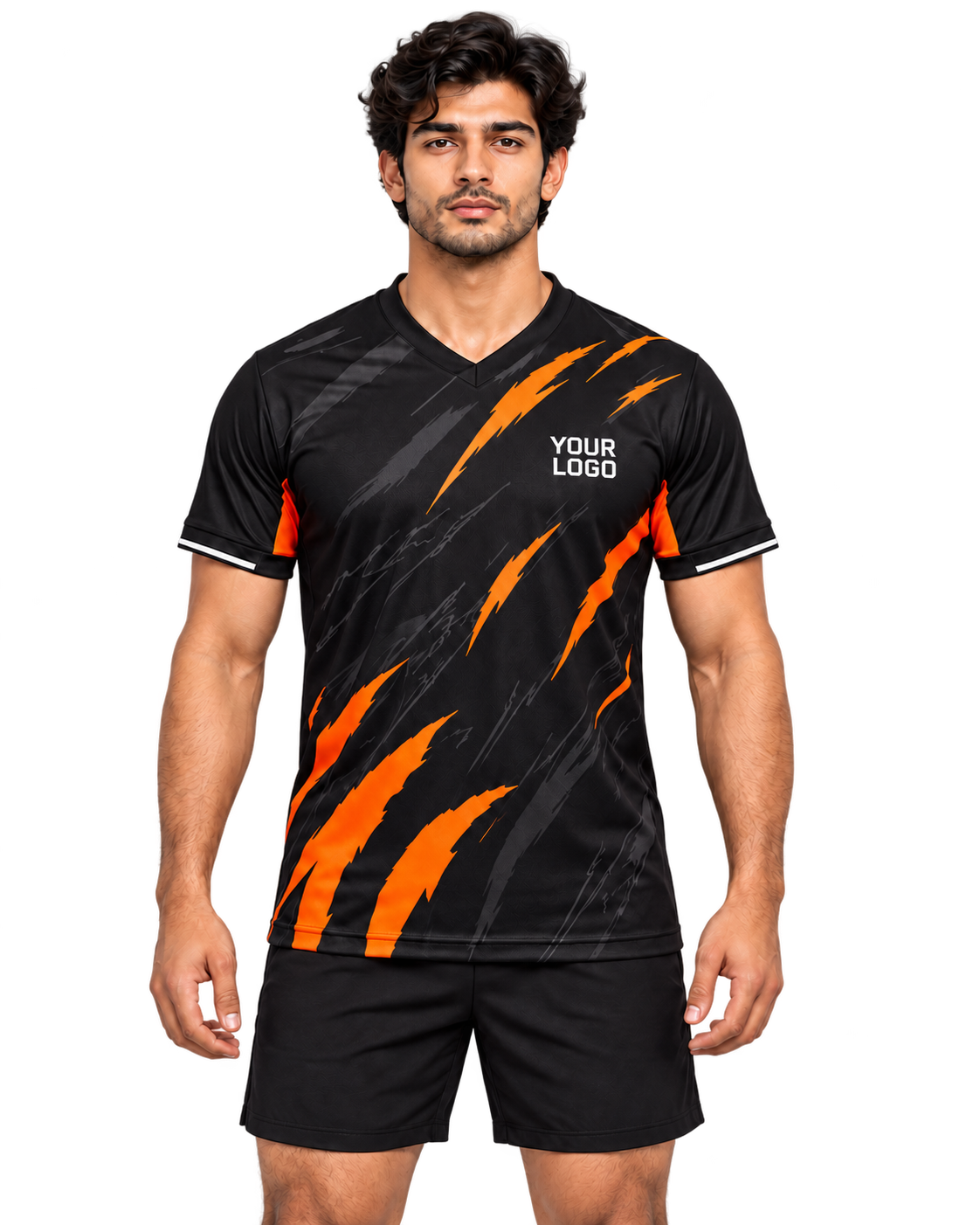 Black Orange Claw custom sports jersey front view