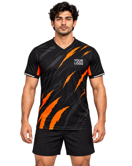 Black Orange Claw custom sports jersey front view