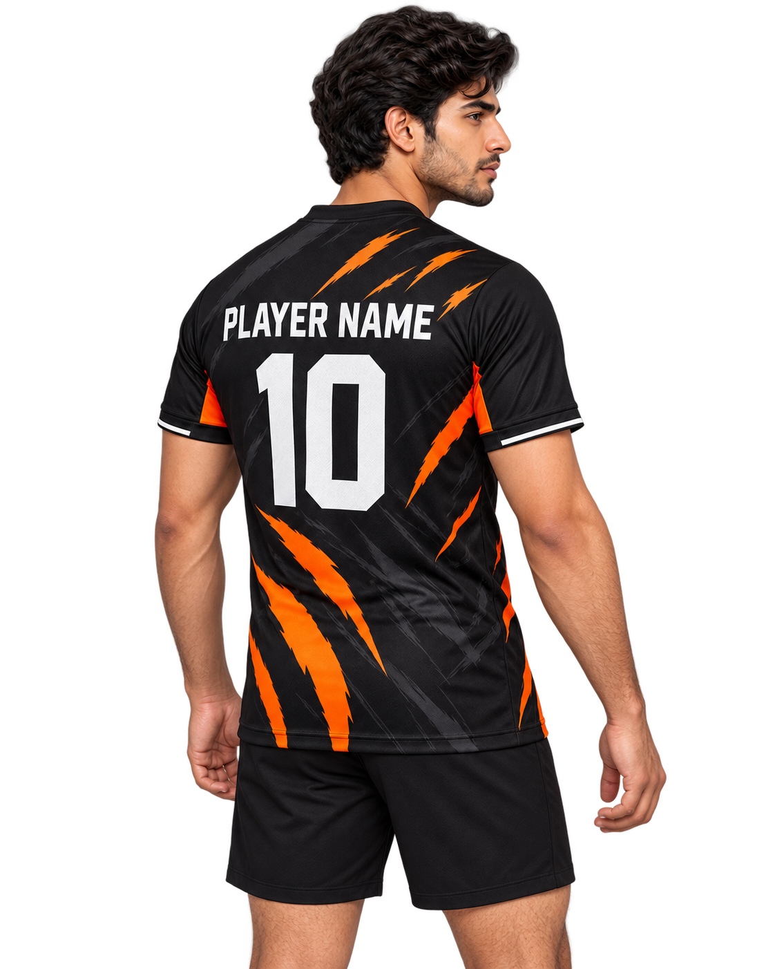 Black Orange Claw jersey rear three-quarter view