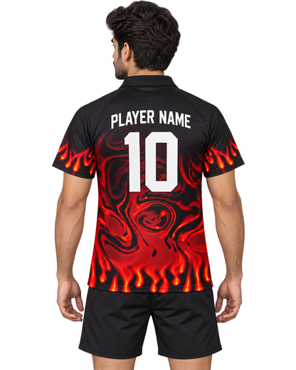 Crimson Ember flame polo back with player name and number10