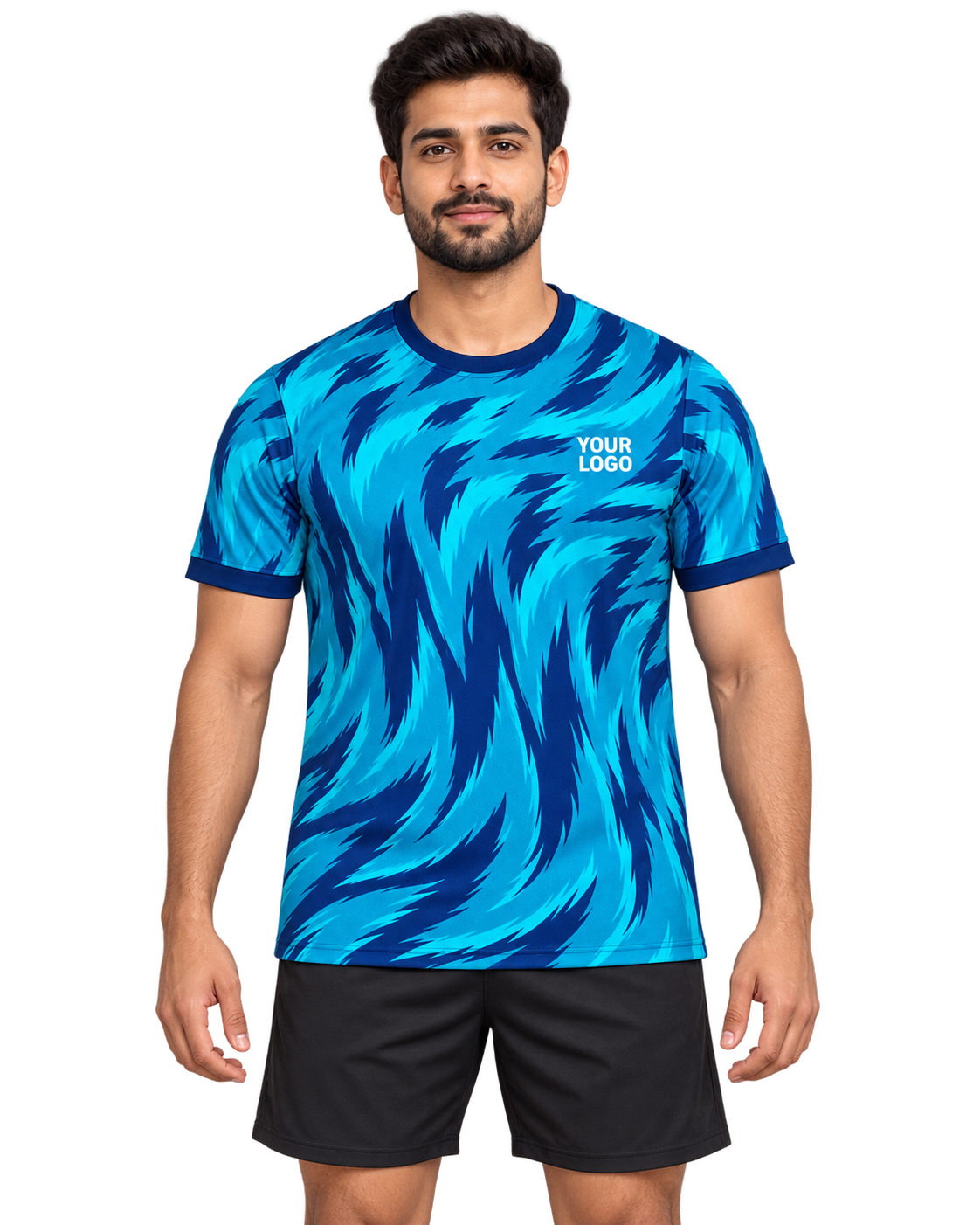 Cyan Vortex custom sports jersey front view