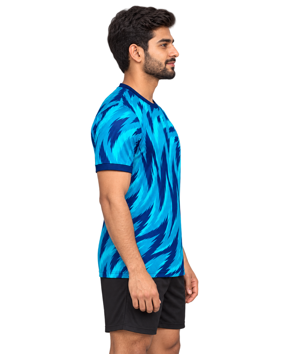 Cyan Vortex jersey right-facing profile
