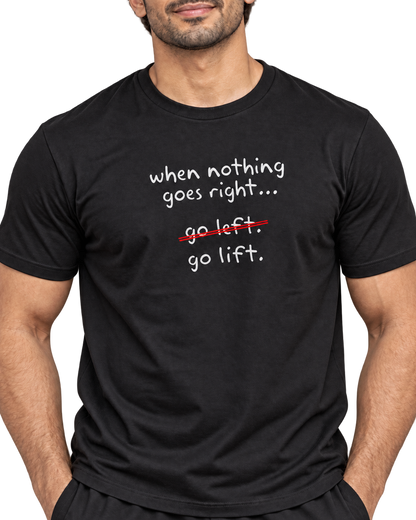 SWANKYFY Go Lift black-detail with realistic DTF print following cotton texture, transparent background