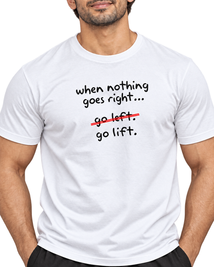 SWANKYFY Go Lift white-detail with realistic DTF print following cotton texture, transparent background