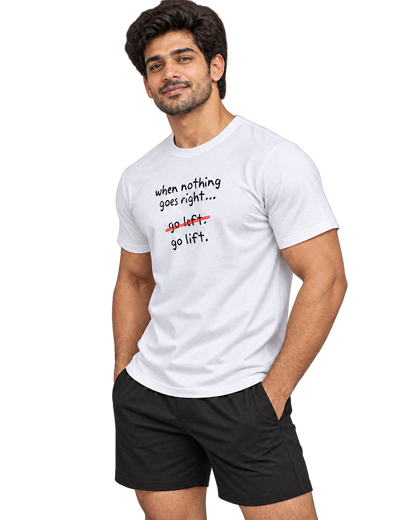 SWANKYFY Go Lift white-side with realistic DTF print following cotton texture, transparent background