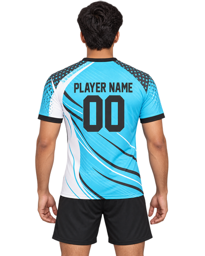 Lagoon Vector custom round-neck sports jersey back view with player name and number