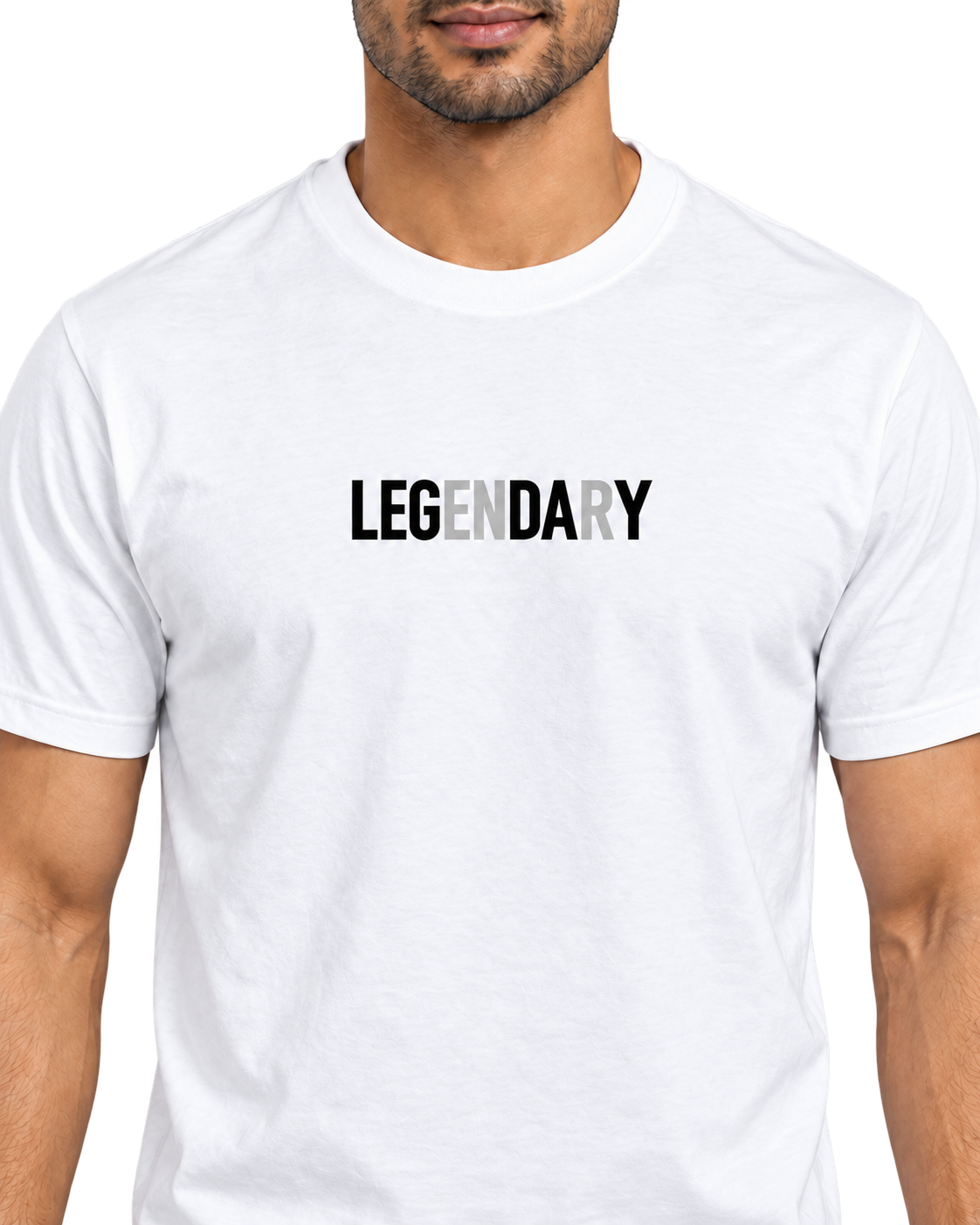 SWANKYFY regular fit white LEGENDARY cotton T-shirt detail, transparent background