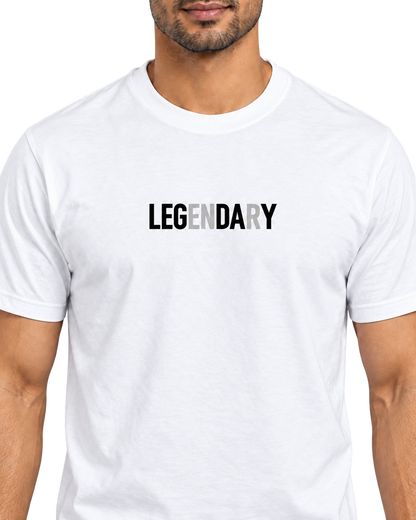 SWANKYFY regular fit white LEGENDARY cotton T-shirt detail, transparent background