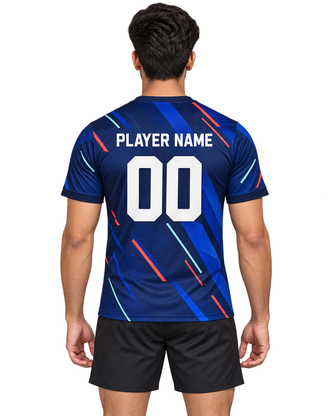 Midnight Relay custom round-neck sports jersey back view with player name and number
