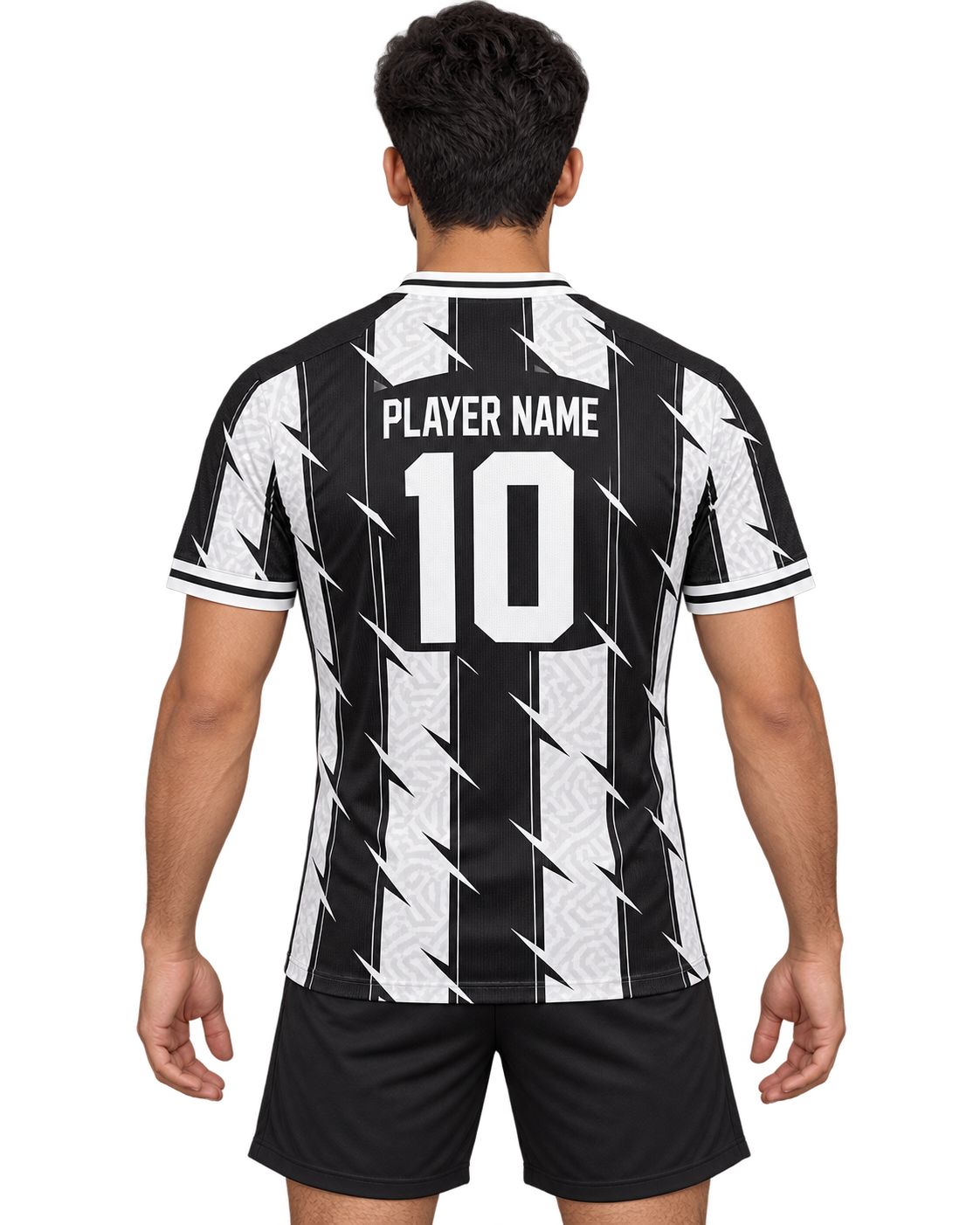 Monochrome Bolt jersey back with PLAYER NAME and number 10