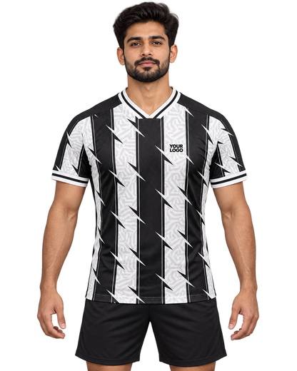 Monochrome Bolt V-neck sports jersey front view