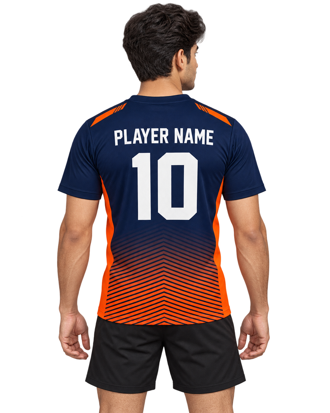 Navy Orange Chevron jersey back with PLAYER NAME and number 10
