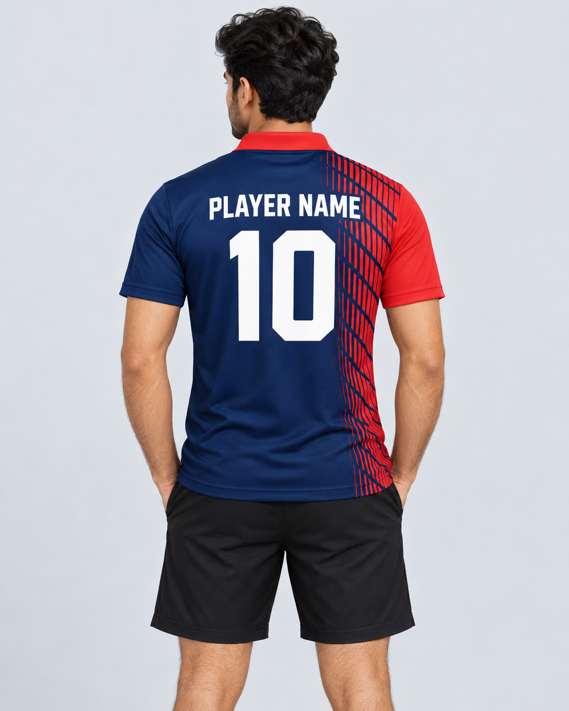 Navy Scarlet Grid back view