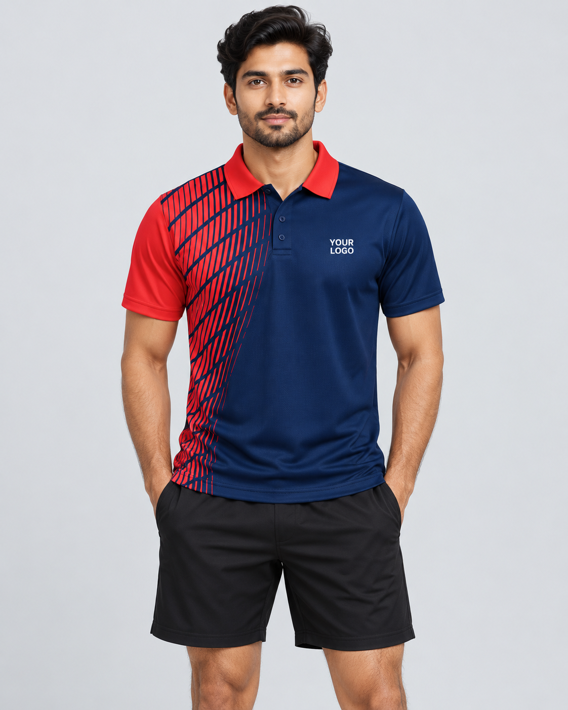 Navy Scarlet Grid front view