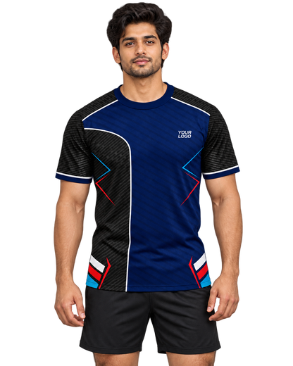 Navy Velocity custom sports jersey front view