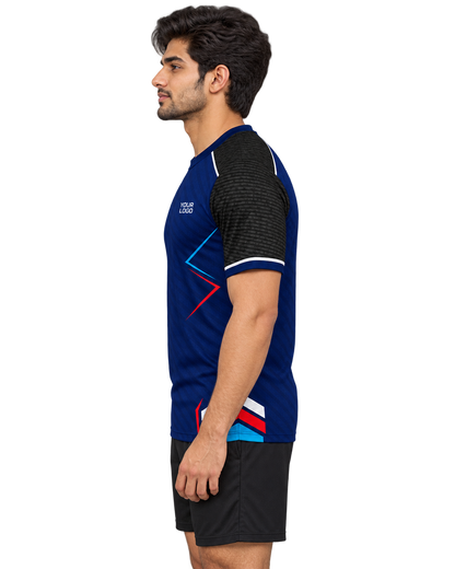 Navy Velocity sports jersey left-facing profile
