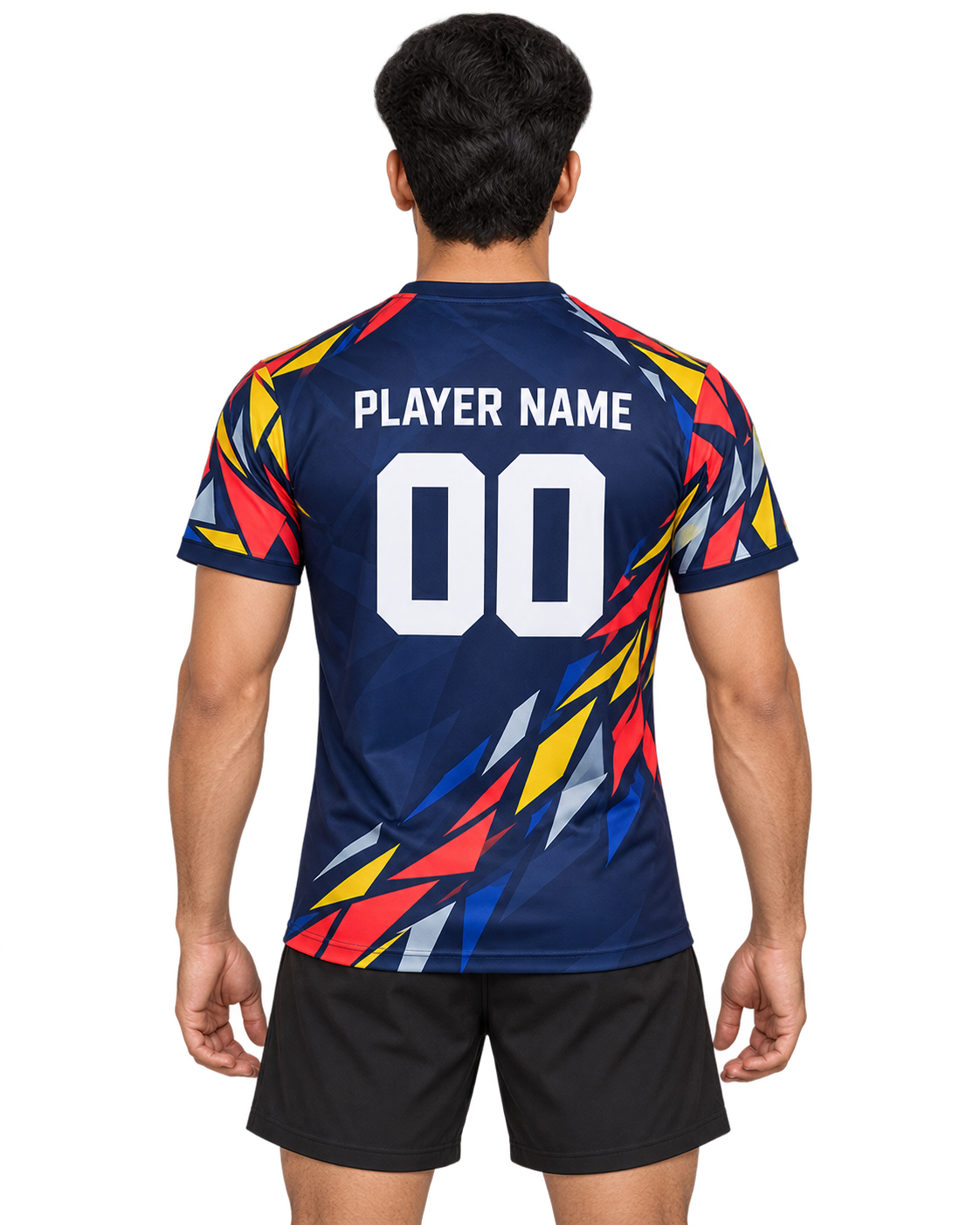 Nova Shard custom round-neck sports jersey back view with player name and number