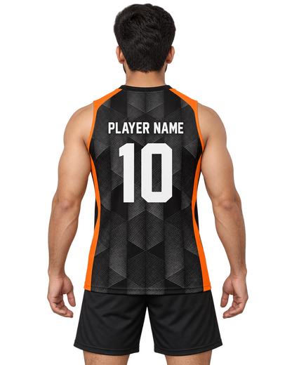 Orange Hexmesh sleeveless jersey back with PLAYER NAME and number 10