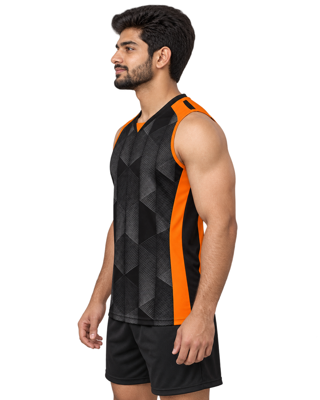 Orange Hexmesh sleeveless jersey left-facing profile