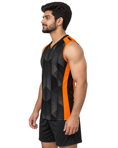 Orange Hexmesh sleeveless jersey left-facing profile