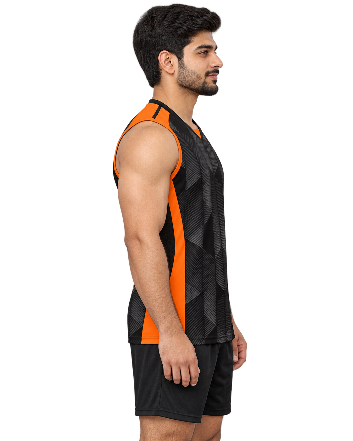 Orange Hexmesh sleeveless jersey right-facing profile