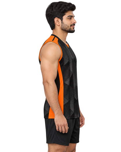 Orange Hexmesh sleeveless jersey right-facing profile
