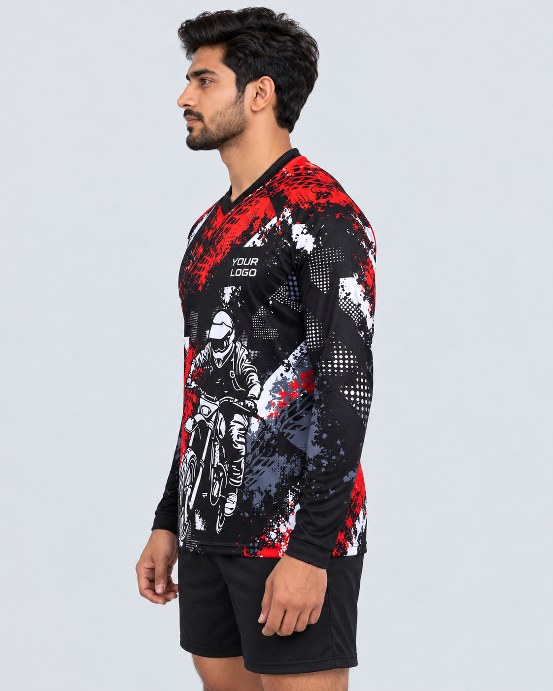 Scarlet Dirt Rider strict left side profile facing left