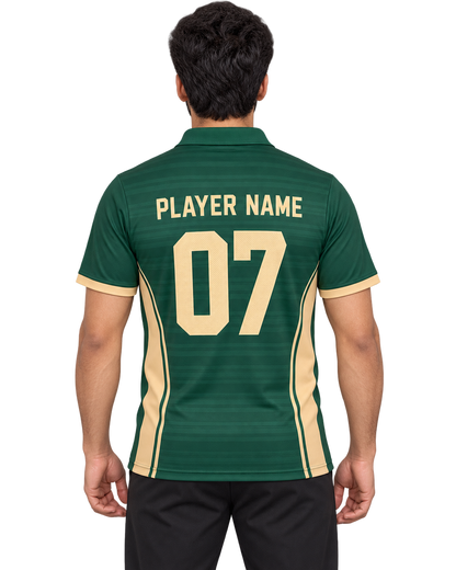 Boundary Bolt Custom Name & Number Sports Polo — single Indian male model back view