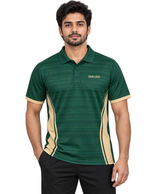 Boundary Bolt Custom Name & Number Sports Polo — single Indian male model front view
