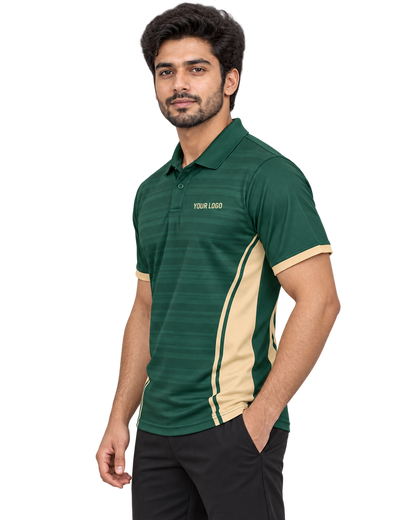 Boundary Bolt Custom Name & Number Sports Polo — single Indian male model left-side view