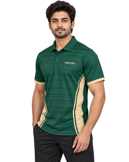 Boundary Bolt Custom Name & Number Sports Polo — single Indian male model three-quarter view