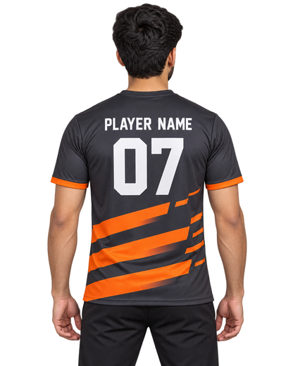 Ember Strike Custom Name & Number Jersey — single Indian male model back view