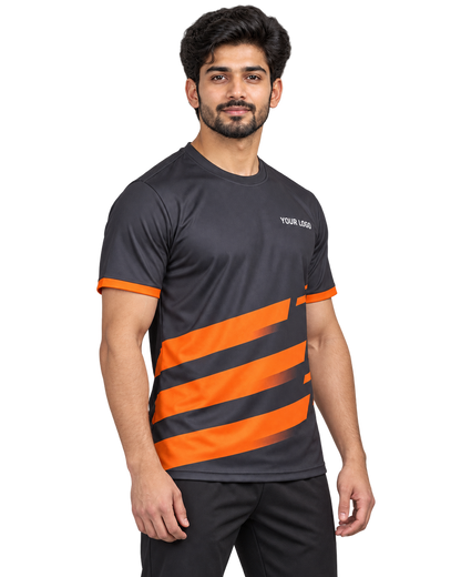 Ember Strike Custom Name & Number Jersey — single Indian male model three-quarter view