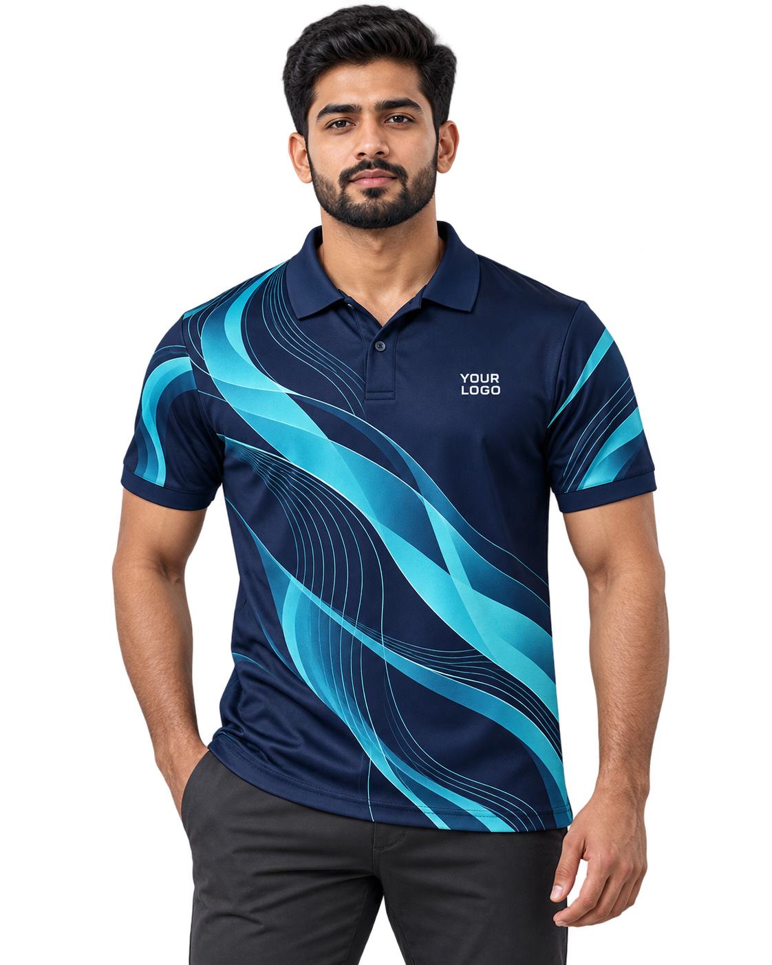 Flux Ribbon Sports Polo — original front design, single Indian model