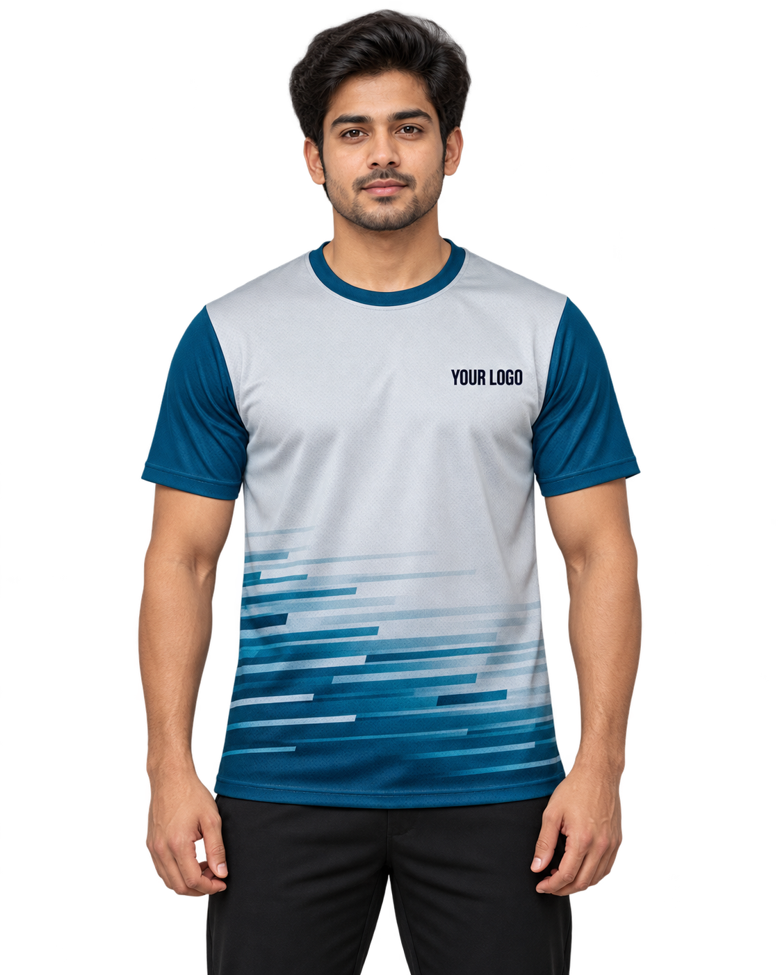 Frostline Dash Custom Name & Number Jersey — single Indian male model front view