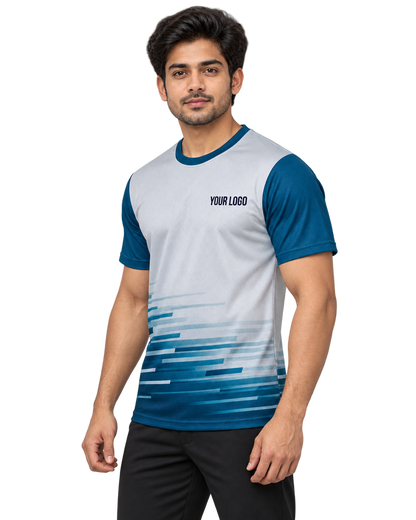 Frostline Dash Custom Name & Number Jersey — single Indian male model three-quarter view