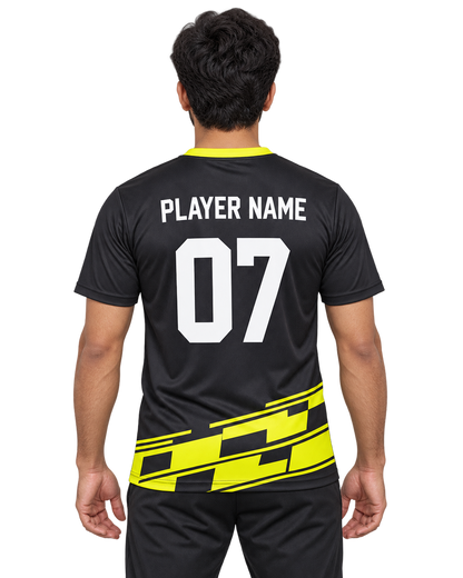 Neon Drift Custom Name & Number Jersey — single Indian male model back view