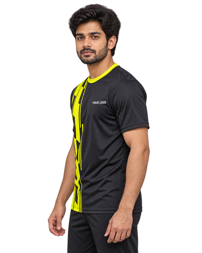 Neon Drift Custom Name & Number Jersey — single Indian male model right-side view