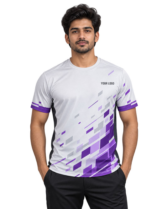 Pixel Sprint Custom Name & Number Jersey — single Indian male model front view
