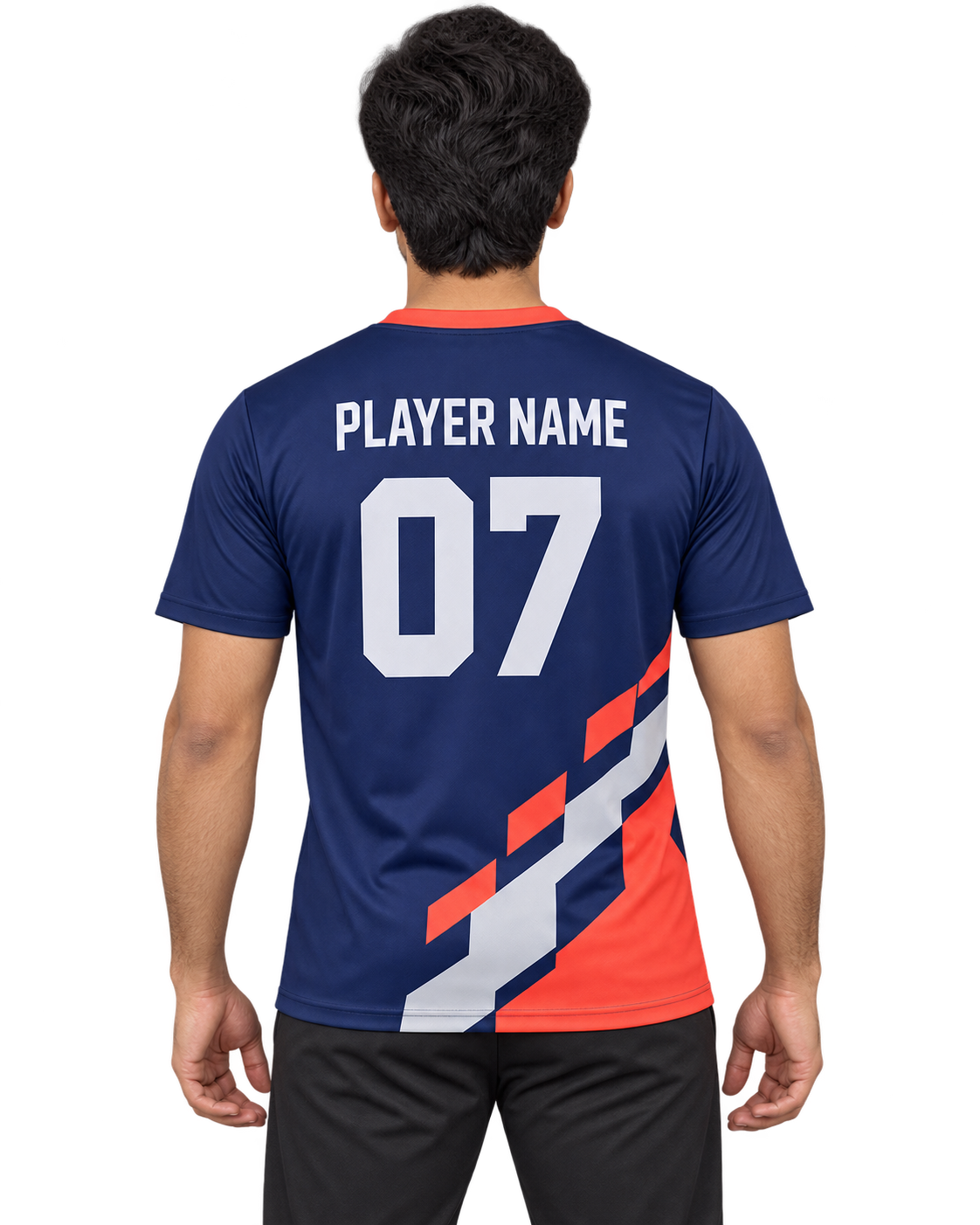 Prism Charge Custom Name & Number Jersey — single Indian male model back view