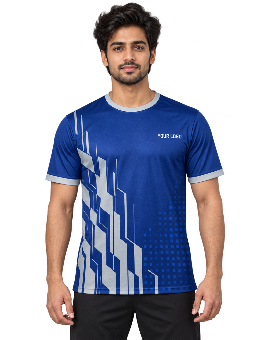 Pulse Grid Custom Name & Number Jersey — single Indian male model front view