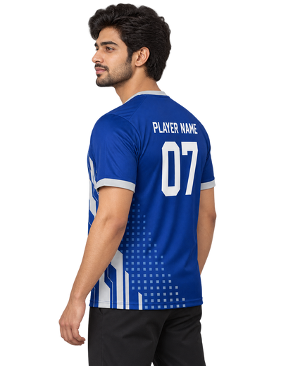 Pulse Grid Custom Name & Number Jersey — single Indian male model left-side view