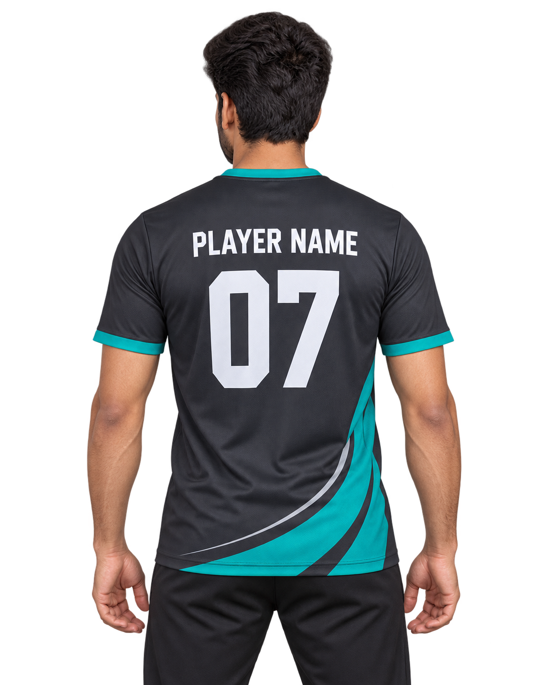 Vortex Rush Custom Name & Number Jersey — single Indian male model back view